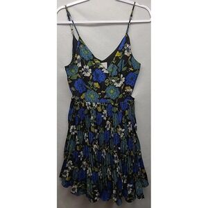 Lost + Wander Wrap Around Accordian‎ Pleat Dress Dark Floral Strappy Summer M
